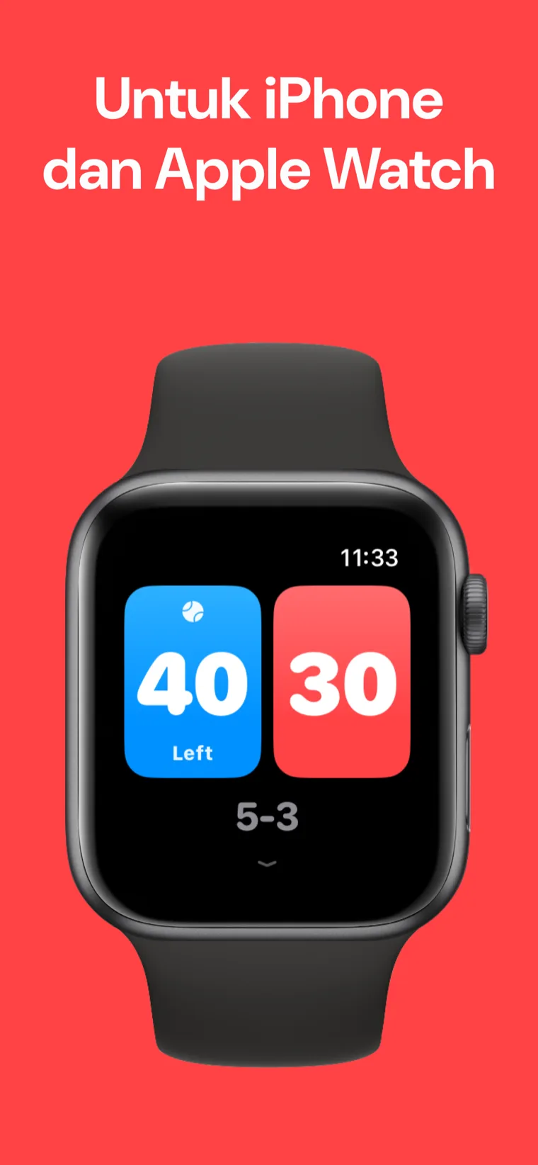 Untuk iPhone dan Apple Watch — Padel Skor di Apple Watch dengan Pertandingan cepat, Sesuaikan pertandingan, dan Riwayat